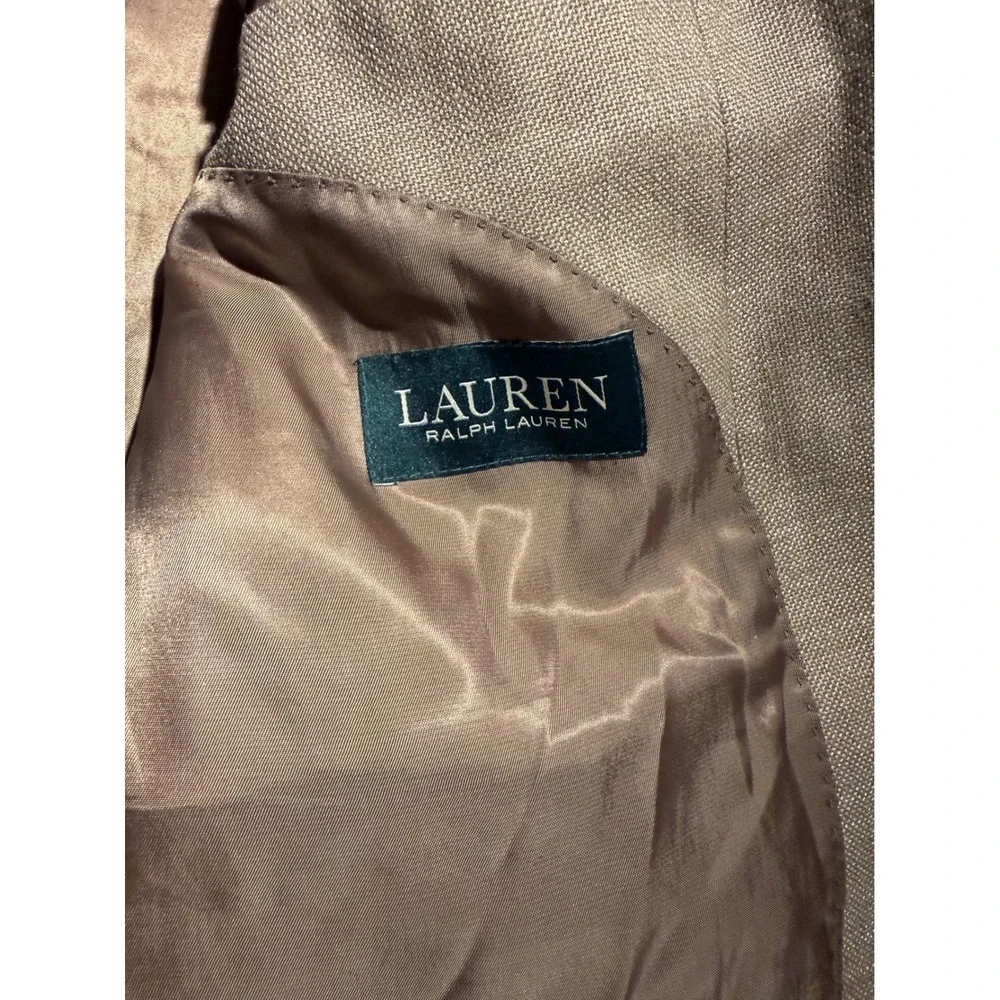 Lauren Ralph Lauren Mens 46R Blazer Tan Brown Linen Blend Sport Coat H0731